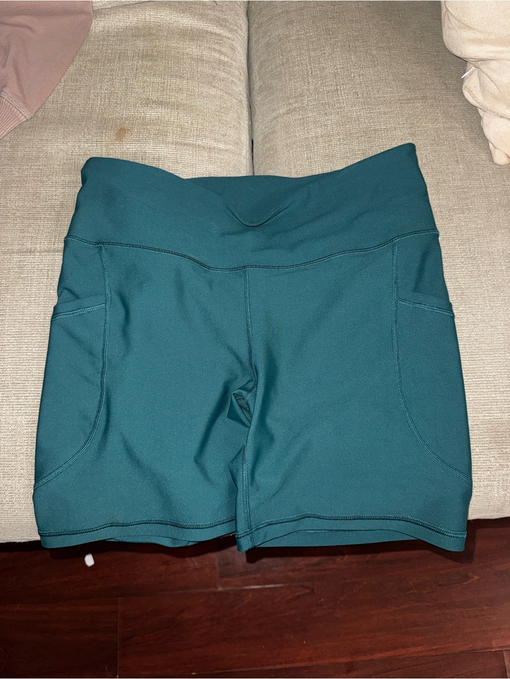 Old Navy Teal High-Waist Bike Shorts with Side Pockets